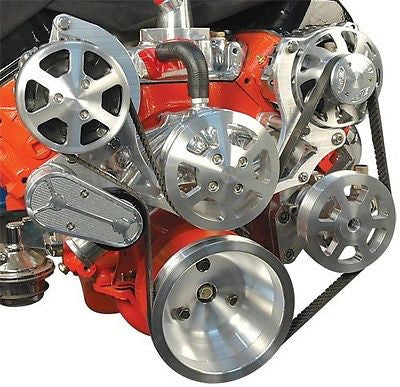 BBC CHEVY SERPENTINE PULLEY KIT BILLET MACHINE FINISH POWER