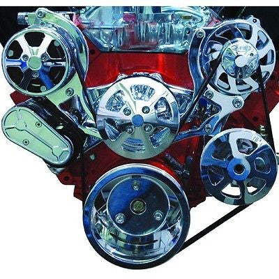 BBC SERPENTINE PULLEY KIT BILLET POLISHED AC POWER STEERING