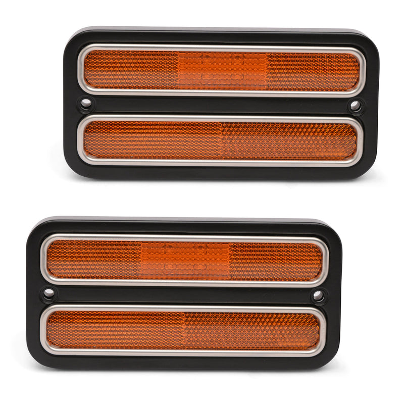 Billet Marker Light Bezels w/ Amber Lights - 1967-72 Chevy C-10 Truck ...