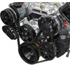 BBC SERPENTINE PULLEY KIT, BILLET BLACK FINISH W/AC W/POWER STEERING. U.S.A.