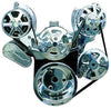 SBC SERPENTINE PULLEY KIT, BILLET POLISHED W/AC W/POWER STEERING. U.S.A.